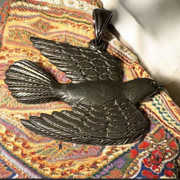 Southwestern Native American Style Peaceful Dove Pewter Bohemian Pendant - Picture 2 of 5